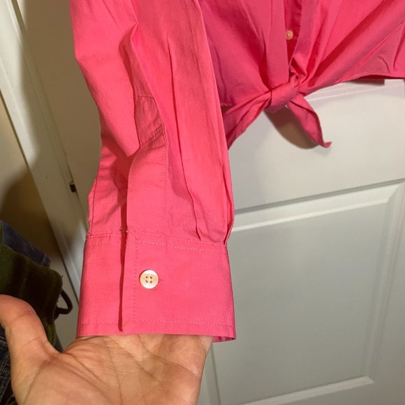 Tommy Hilfiger Jeans Pink Tie-front Long Sleeve Button Down Shirt XL - Picture 3 of 11